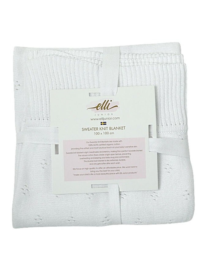 Organic Cotton Huge Knitted Blanket, White