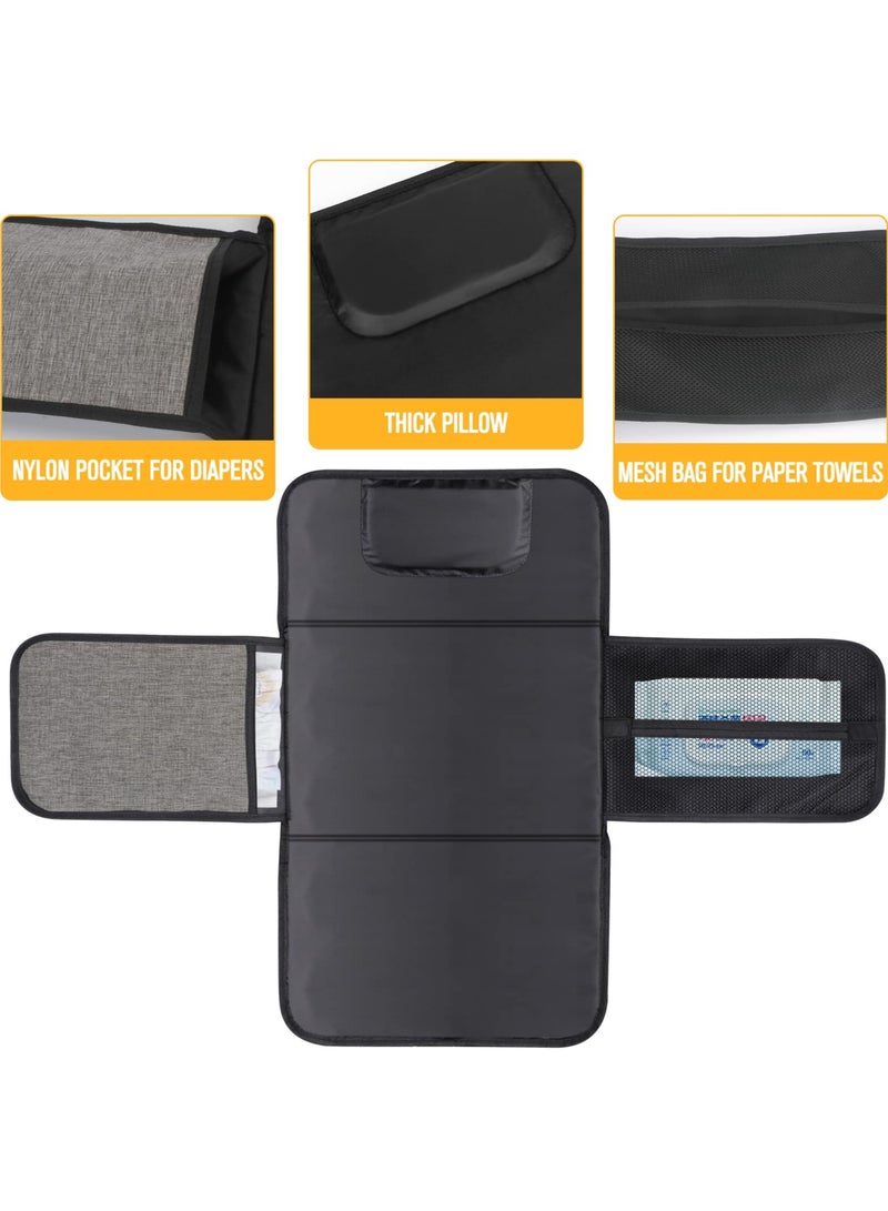Portable Changing Pad for Baby, Portable Diaper Changing Pad, Waterproof Travel Changing Pad with Wipes Pocket and Diaper Pocket, Baby Stuff, Newborn kinds, Baby Shower Gifts Grey