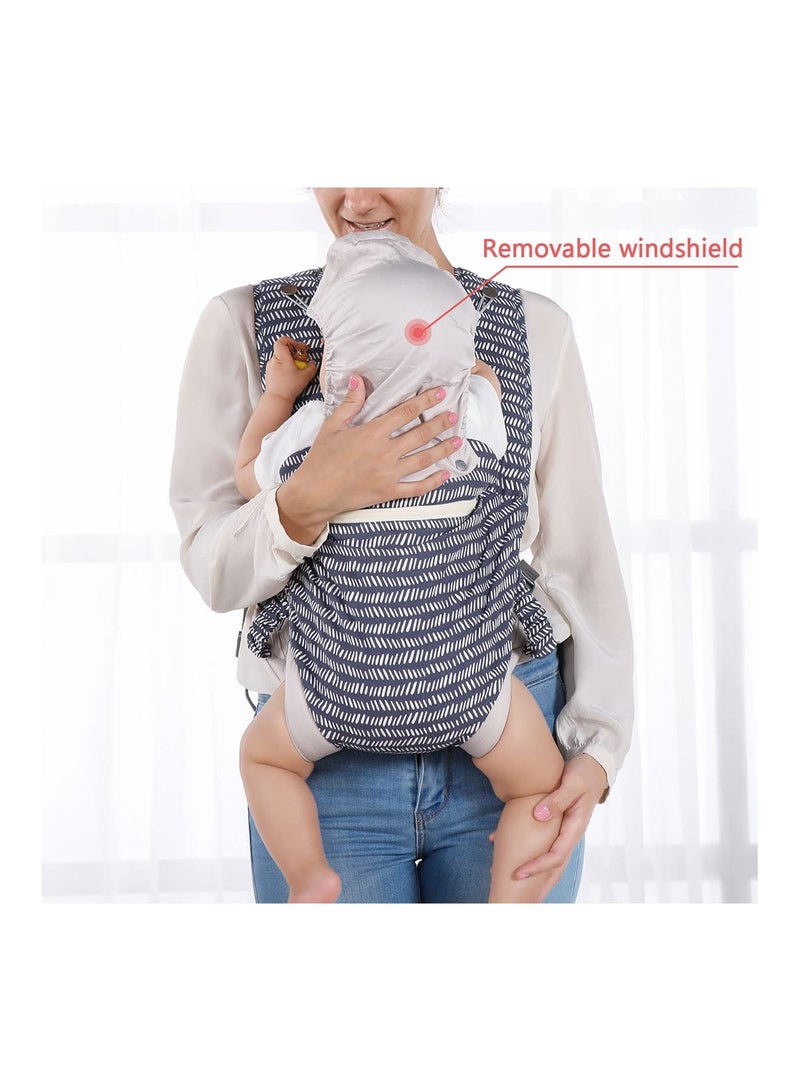 Baby Carrier Newborn Wrap, Infant Soft Carriers for Toddler 7-45 lbs, 4-in-1 Babe Carrier Front & Back, Adjust Back Strap/Waist Belt, for Hiking Travel or Everyday Family Events-Striped Pattern