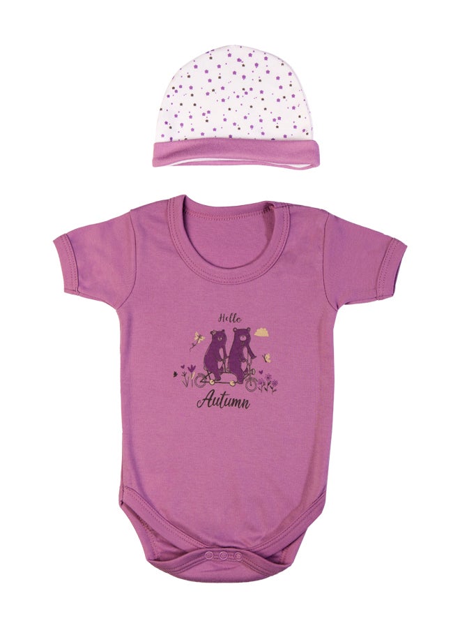 Babiesbasic 5 piece unisex 100% cotton Gift Set include Bib, Romper, Mittens, cap and Sleepsuit/Jumpsuit- Hello Autumn