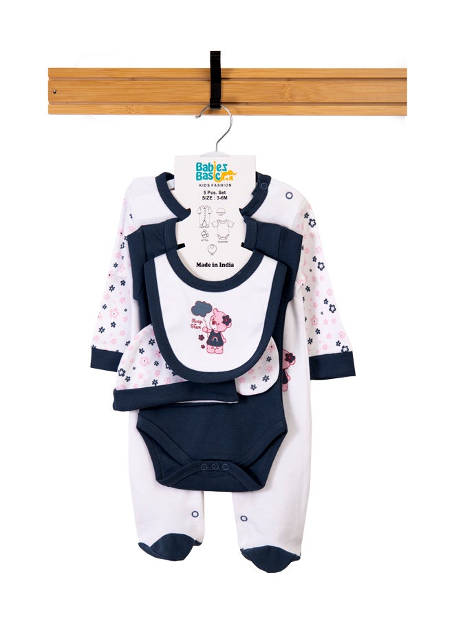 Babiesbasic 5 piece unisex 100% cotton Gift Set include Bib, Romper, Mittens, cap and Sleepsuit/Jumpsuit- Always be brave