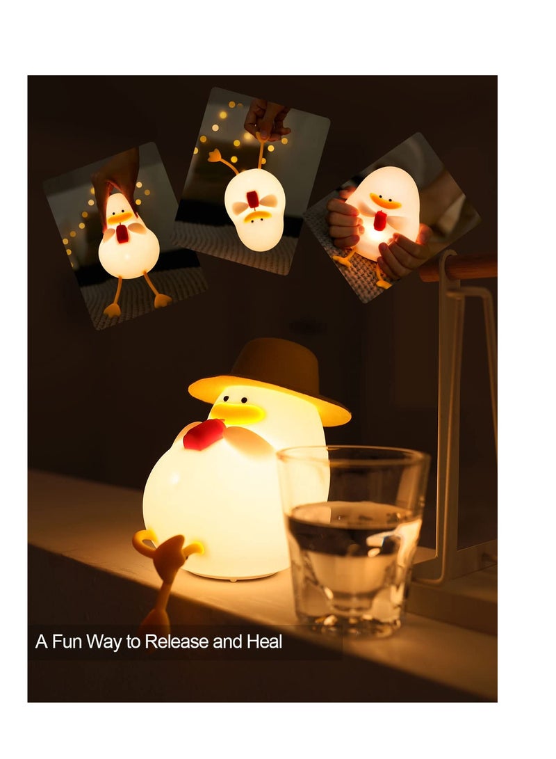 Happy Duck Kids Night Light, Premium Silicone Nightlight for Kids, Cute and Dimmable Silicone Lamp for Soothing Bedtime Ambiance