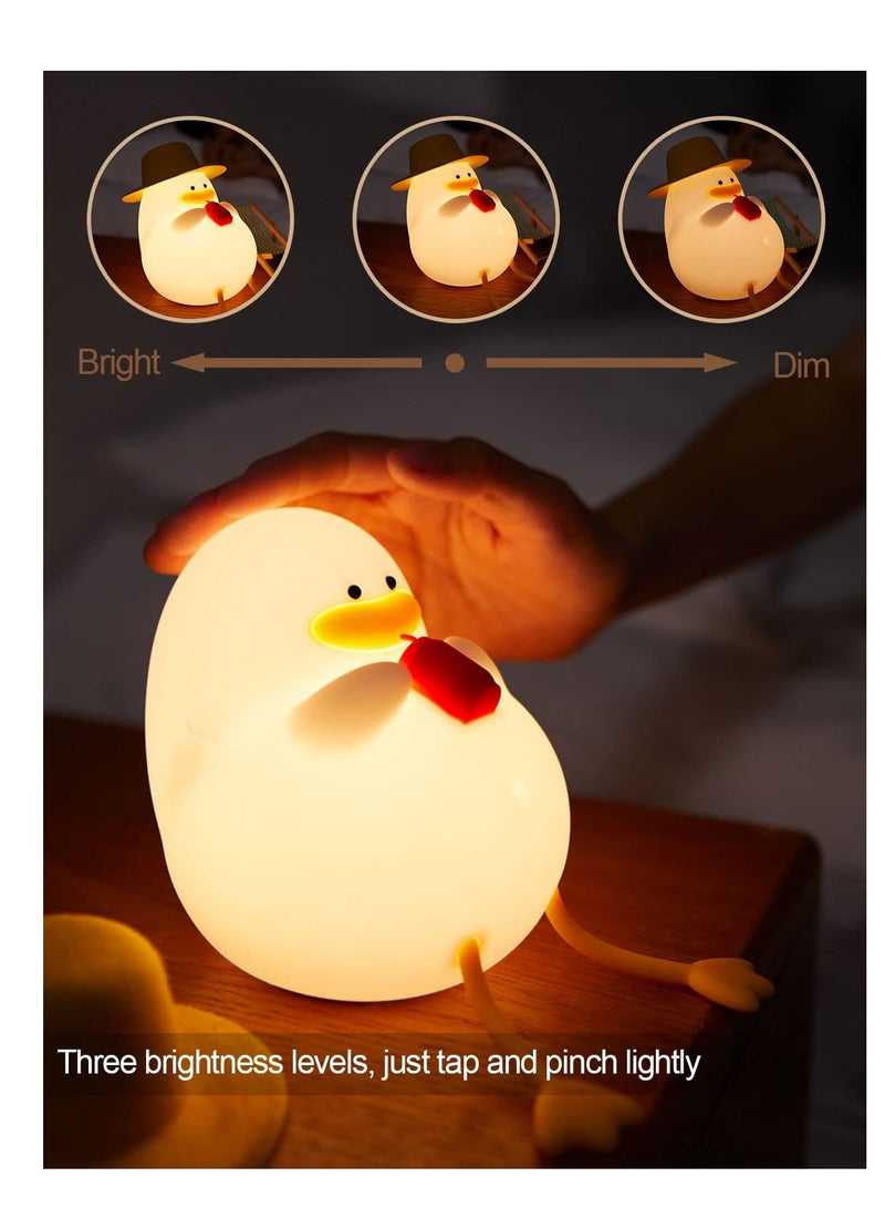 Happy Duck Kids Night Light, Premium Silicone Nightlight for Kids, Cute and Dimmable Silicone Lamp for Soothing Bedtime Ambiance