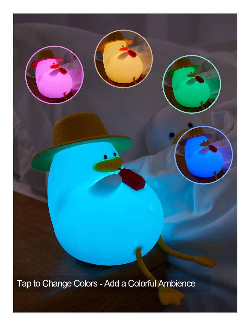 Happy Duck Kids Night Light, Premium Silicone Nightlight for Kids, Cute and Dimmable Silicone Lamp for Soothing Bedtime Ambiance