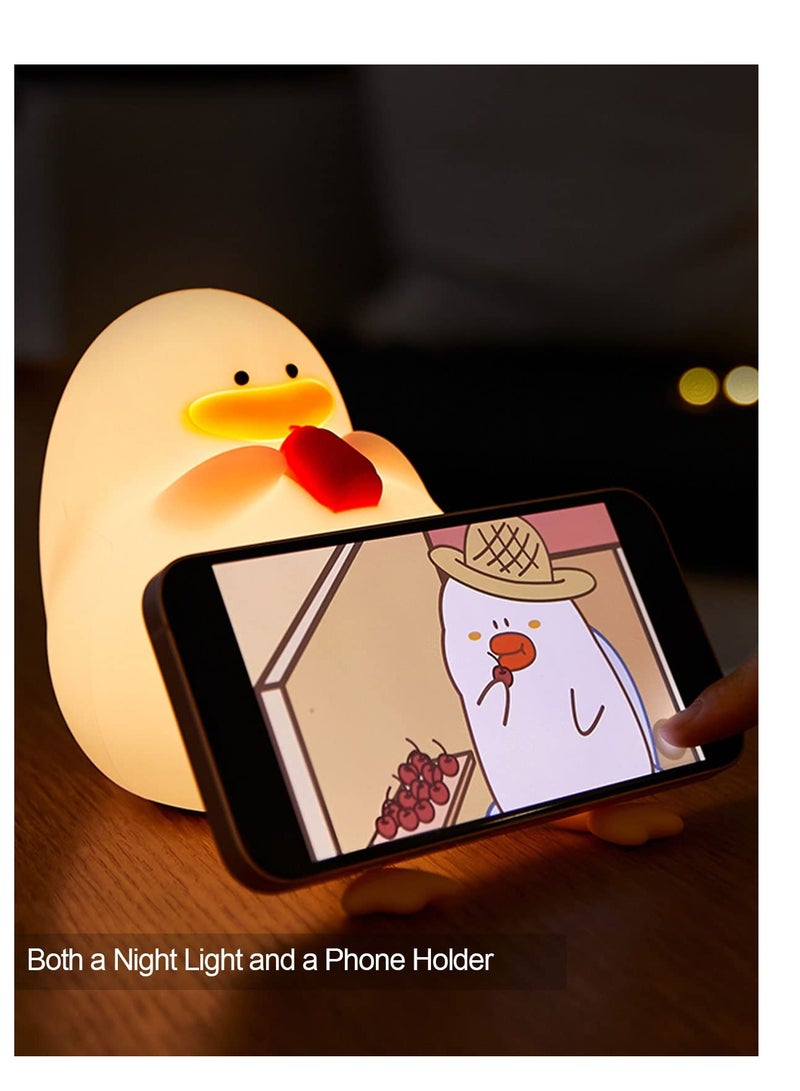 Happy Duck Kids Night Light, Premium Silicone Nightlight for Kids, Cute and Dimmable Silicone Lamp for Soothing Bedtime Ambiance