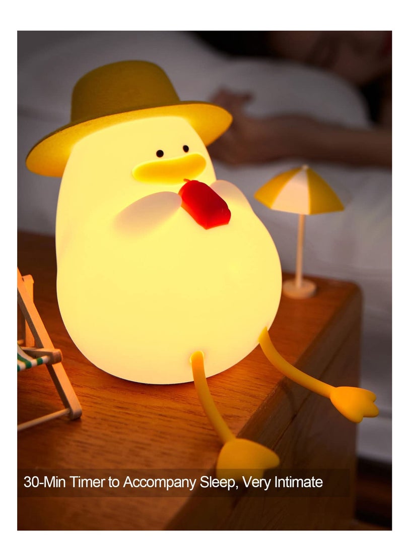 Happy Duck Kids Night Light, Premium Silicone Nightlight for Kids, Cute and Dimmable Silicone Lamp for Soothing Bedtime Ambiance