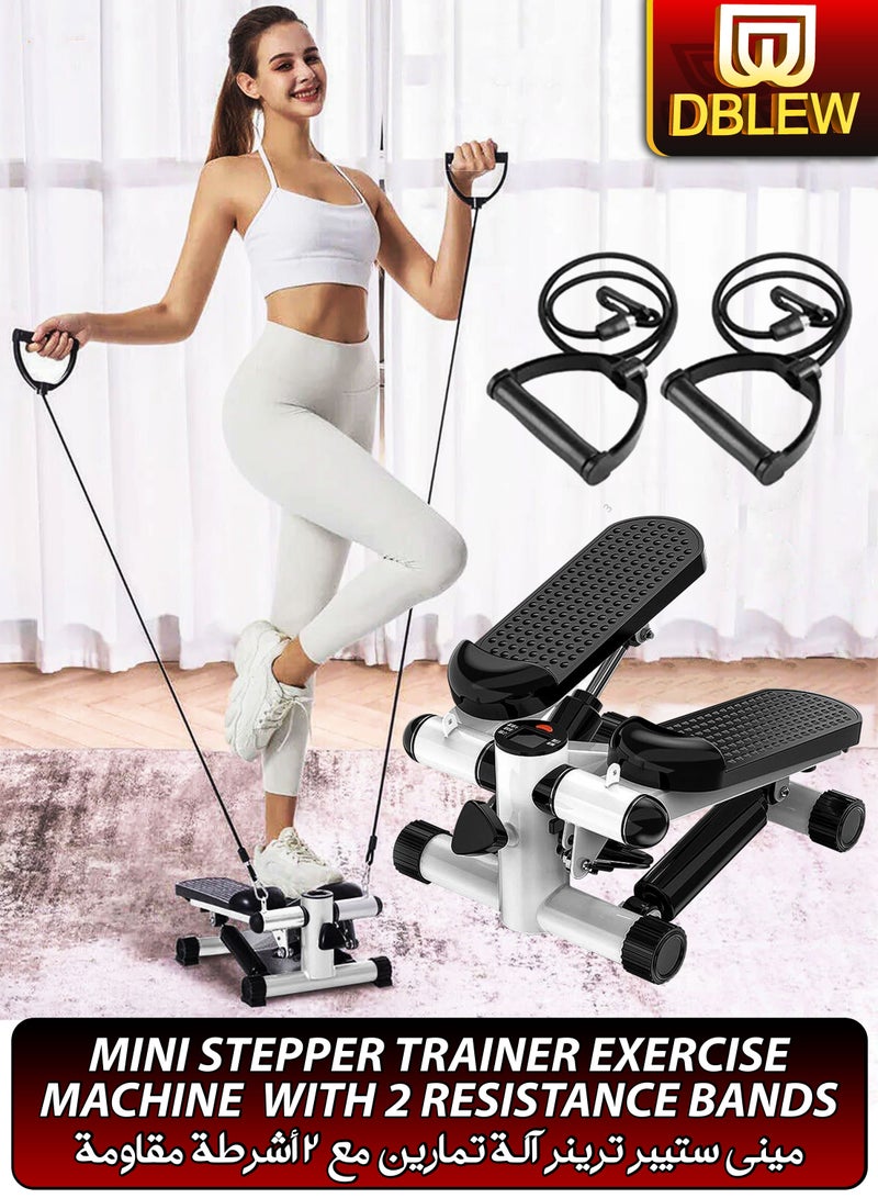 Mini Stepper Exercise Machine Trainer Adjustable Step Height With Resistance Bands And LCD Monitor Air Climber Stepping Fitness Machine Home Gym Full Body Workout Equipment
