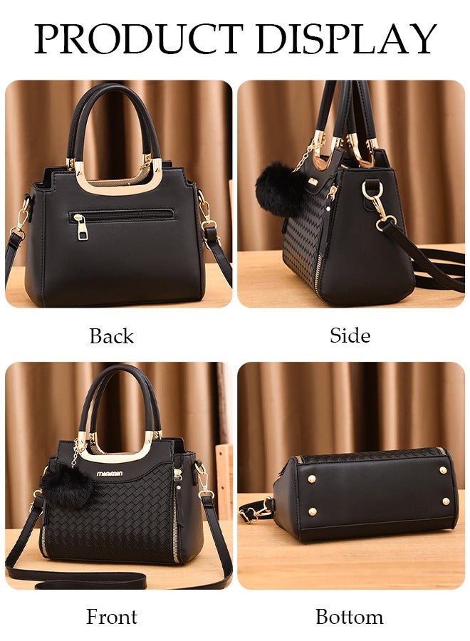 Women's Fashion Handbag Faux Leather Crossbody Bag For Women Large Capacity Tote Bags with Back Pocket Top Handle Satchel Fashionable Travel Shoulder Bag For Ladies