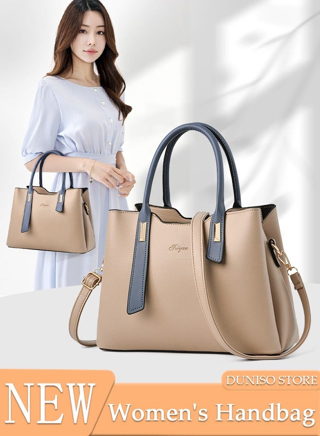 Women's Elegant Tote Bag Handbags with Large Capacity Faux Leather Shoulder Bag Ladies Fashion Designer Satchel Crossbody Bag with Detachable Strap for Ladies