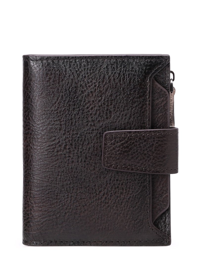 Portable Business Men Faux Leather Bifold Short Wallet Card Cash Holder Purse Dark Coffee