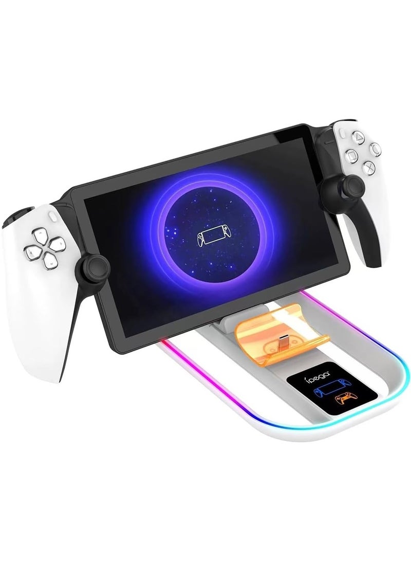 Charging Station with RGB Light for PlayStation Portal and PS5 Controller, PS5 Charger with Charging Cable
