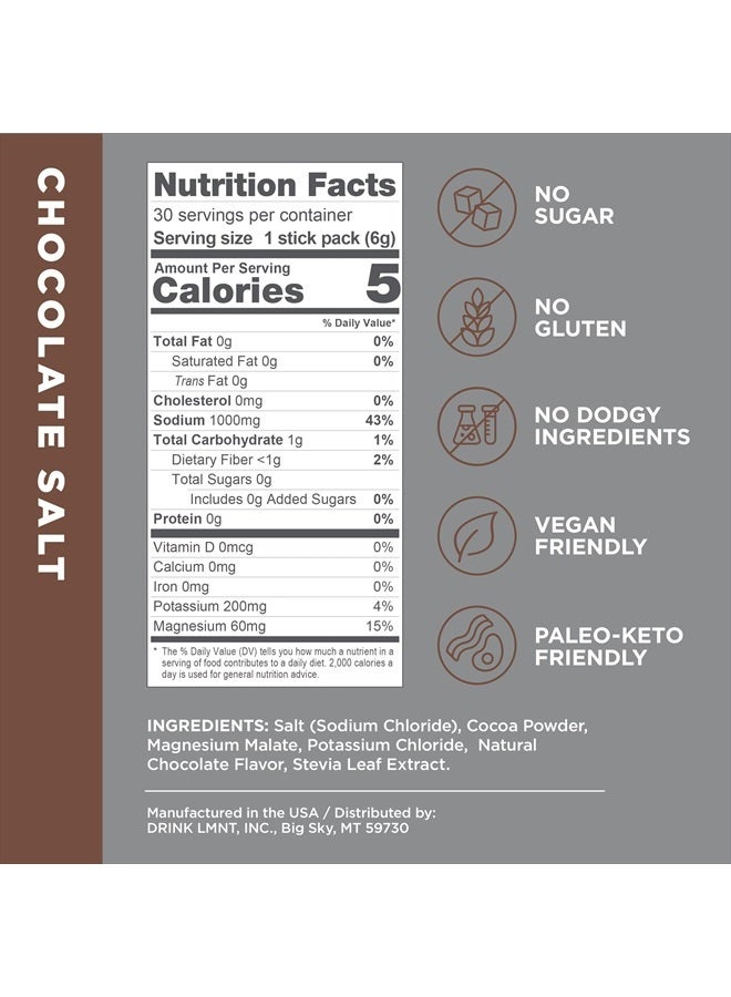 LMNT Hot Chocolate and Coffee Mixer - Chocolate Salt Electrolytes | Hydration Powder Packets | No Sugar or Artificial Ingredients | Keto & Paleo Friendly | 30 Sticks