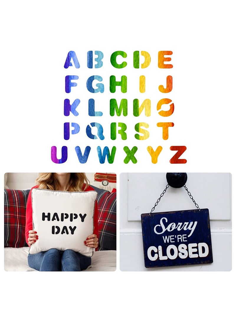 26PCS Alphabet Stencils Set, 3-Inch Letter Templates Reusable Plastic Stencils Colorful Alphabet Stencils Educational Stencil Set for Kids 3-8 Years Painting on Wood, Wall, Fabric, Rock, Chalkboard