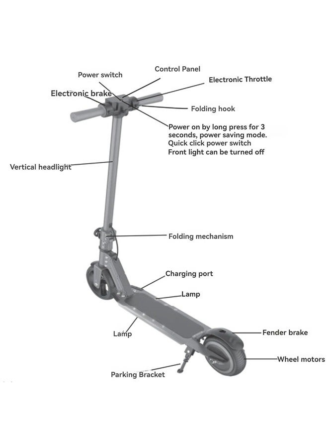 Beauenty Electric Scooter With Dual Brake System, Portable Foldable Electric Scooter With Display And Light, Lightweight And Easy To Carry, Max 12 km/h Speed, Max 14 km Travel Distance