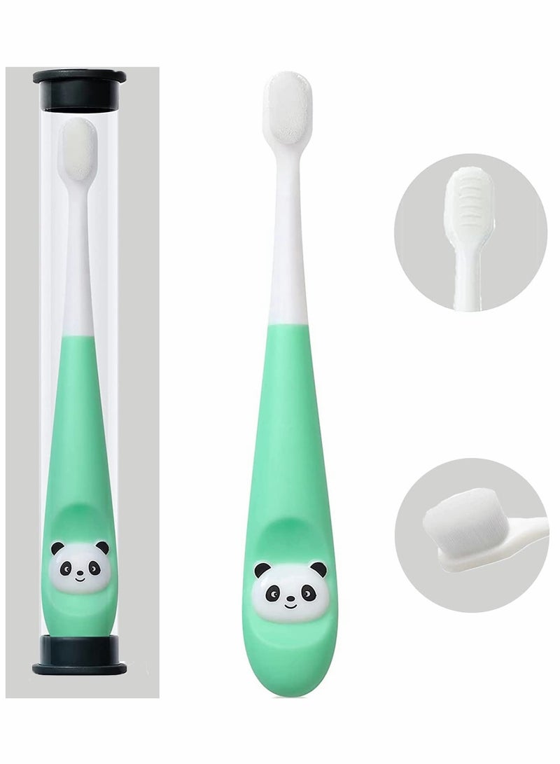 Toothbrush for Kids, Extra Soft Nano Toothbrush for Toddlers and Children BPA Free Kids Toothbrush with Protective Case for Toddler for 1-3 Years Old(Green)