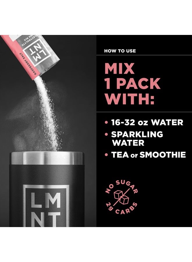 LMNT Zero-Sugar Electrolytes - Raspberry Salt - Hydration Powder Packets | No Dodgy Ingredients | Keto & Paleo Friendly | 30 Sticks