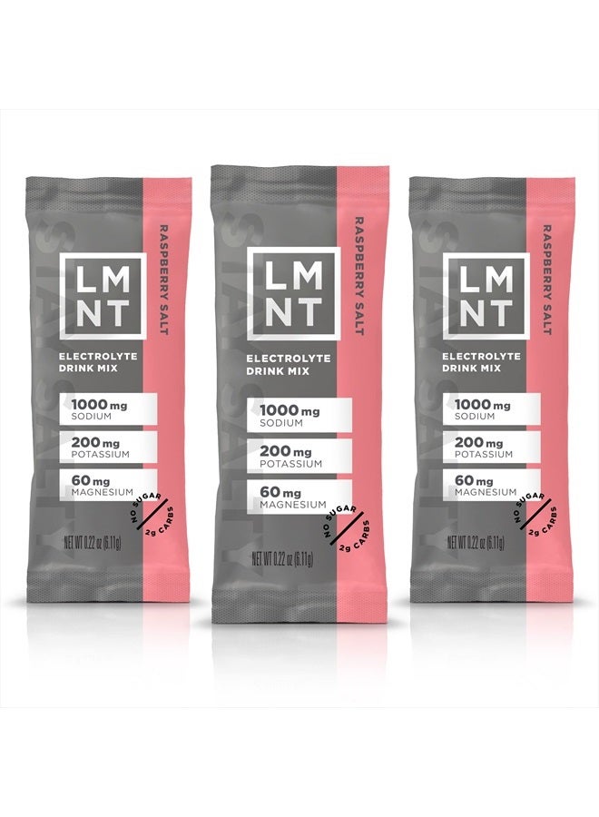 LMNT Zero-Sugar Electrolytes - Raspberry Salt - Hydration Powder Packets | No Dodgy Ingredients | Keto & Paleo Friendly | 30 Sticks
