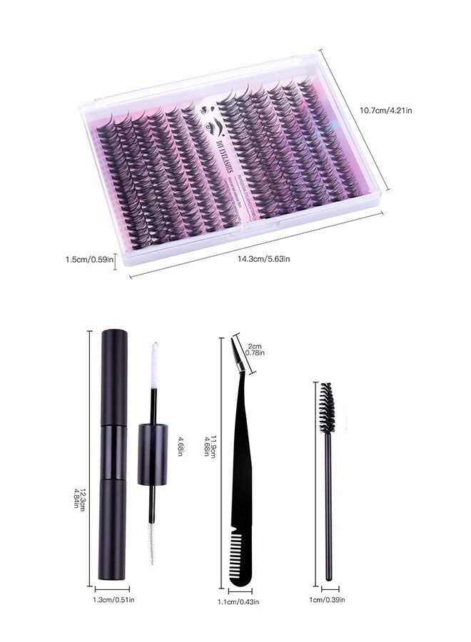 Segmented false eyelash set 240 clusters, 30D 40D Mix Lash Clusters, with Double Headed Glue, Tweezers, and Eyelash Brush, Eyelash Extension Kit, Enlarge Eyes Naturally, Curl Eyelash, DIY Eyelashes