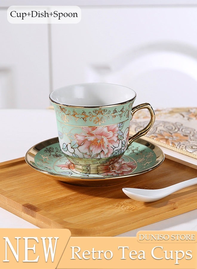 French Retro Phnom Penh Tea Cups and Saucers Set Porcelain Tea Set for Tea Party Afternoon Tea Cups Saucer for Coffee Milk Kitchen and Drawing Room