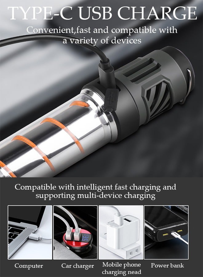 3in1 Camping Lights Mosquito Repellent Multifunctional Flashlight with Magnetic Detachable Bracket 5 Lighting Modes Fast Charge Camping Lamp Waterproof Handheld Lamp for Outdoor Camping