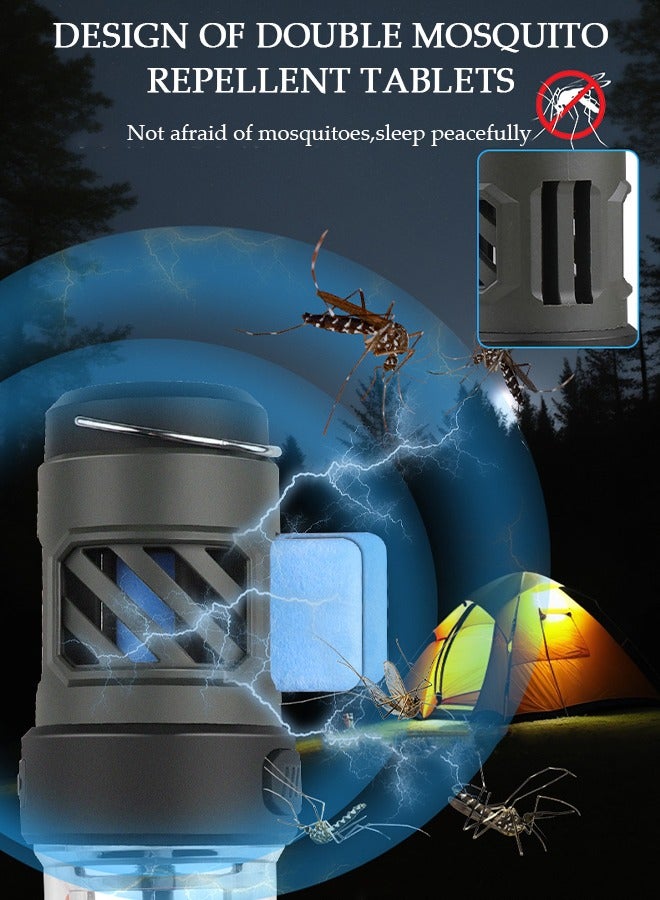 3in1 Camping Lights Mosquito Repellent Multifunctional Flashlight with Magnetic Detachable Bracket 5 Lighting Modes Fast Charge Camping Lamp Waterproof Handheld Lamp for Outdoor Camping
