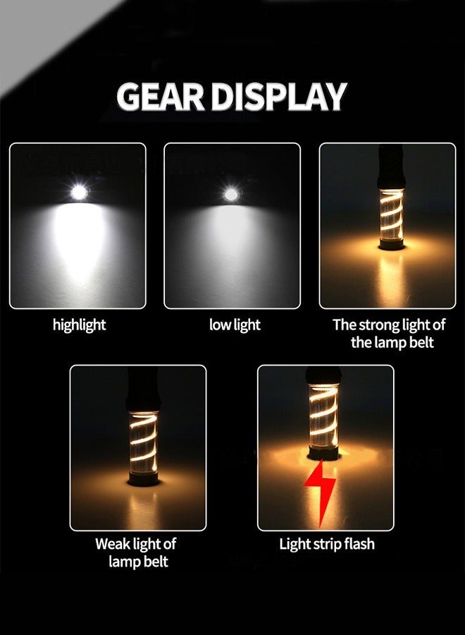 3in1 Camping Lights Mosquito Repellent Multifunctional Flashlight with Magnetic Detachable Bracket 5 Lighting Modes Fast Charge Camping Lamp Waterproof Handheld Lamp for Outdoor Camping