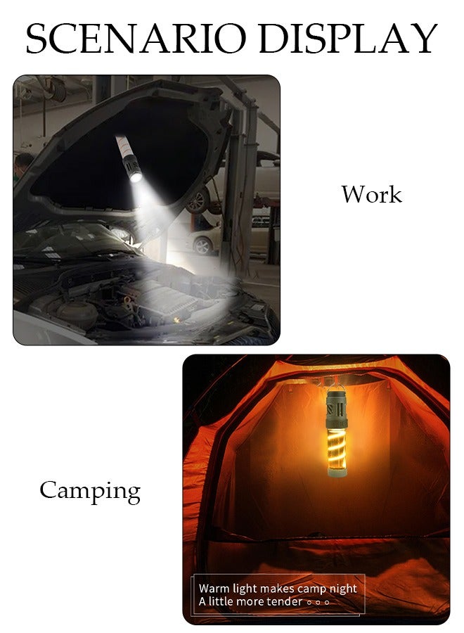 3in1 Camping Lights Mosquito Repellent Multifunctional Flashlight with Magnetic Detachable Bracket 5 Lighting Modes Fast Charge Camping Lamp Waterproof Handheld Lamp for Outdoor Camping
