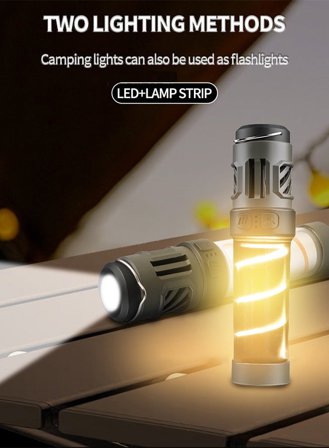 3in1 Camping Lights Mosquito Repellent Multifunctional Flashlight with Magnetic Detachable Bracket 5 Lighting Modes Fast Charge Camping Lamp Waterproof Handheld Lamp for Outdoor Camping