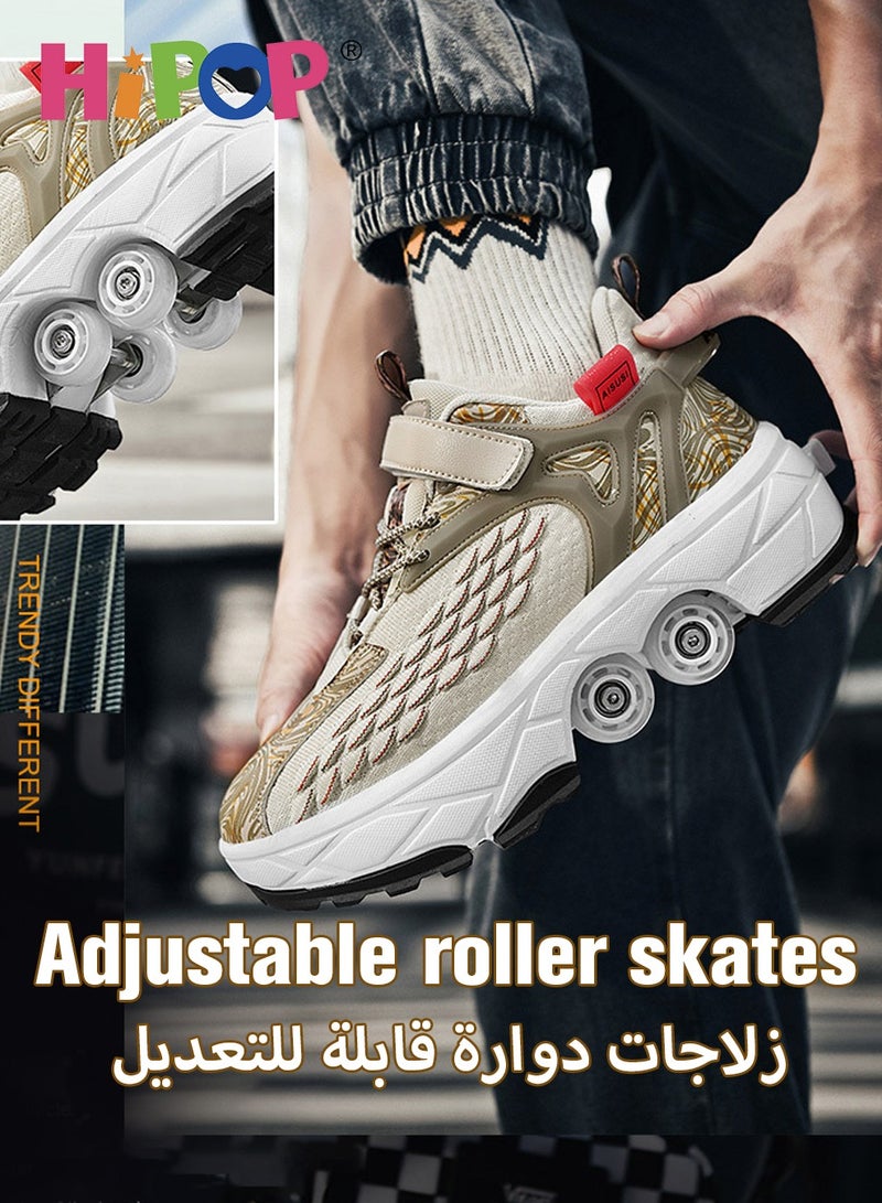 Unisex Kids Roller Skates Shoes with Dual Mode,Wheel Can Be Retracted,Fashional Girls Boys Roller Shoes,Retractable Skates for Kids