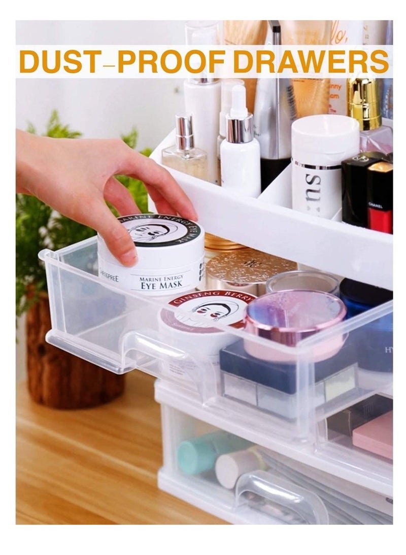 Makeup Organizer with 3 Drawers Bathroom Vanity Countertop Storage for Cosmetics Brushes Lotion Nail Lipstick and Jewelry