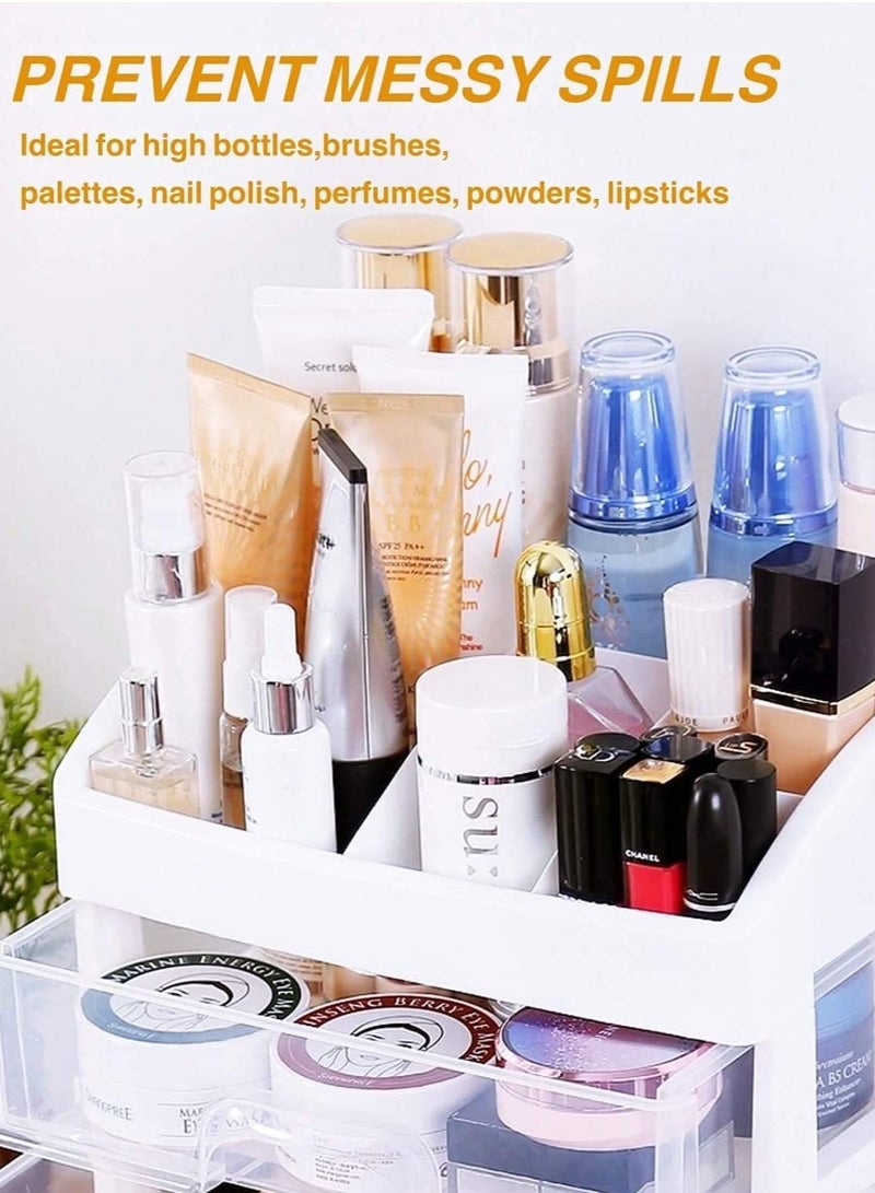 Makeup Organizer with 3 Drawers Bathroom Vanity Countertop Storage for Cosmetics Brushes Lotion Nail Lipstick and Jewelry