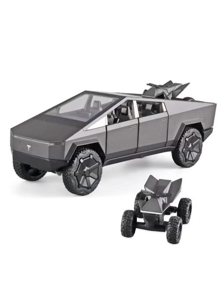 1:24 Tesla Cyber Truck Die cast Metal Model Toy Car, with Sound and Light, Pull Back, Suitable for Children and Adults