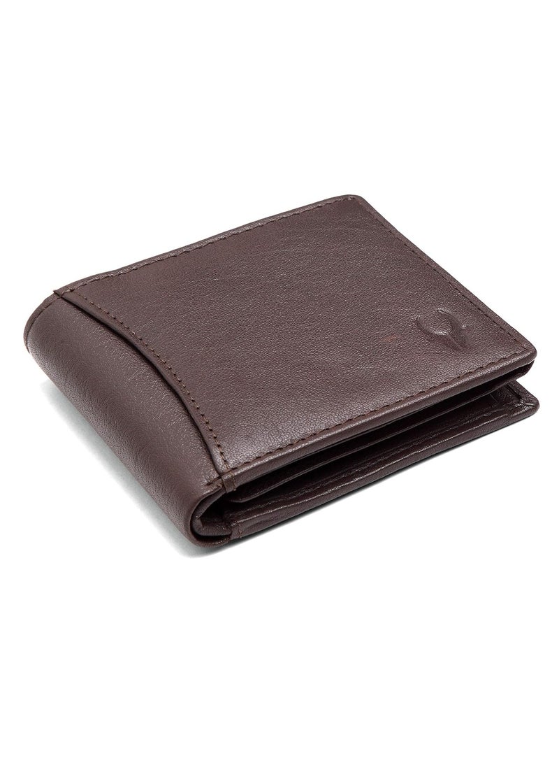 Brown Leather Wallet for Men I 9 Card Slots I 2 Currency & Secret Compartments I 1 Zipper & 3 ID Card Slots