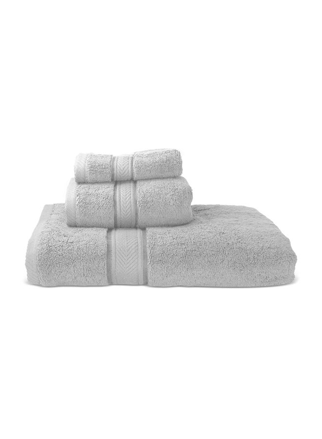 Hotel Linen Klub LUXURY PACK of 3  Bathroom Towel Sets -100% Cotton 650 GSM Terry Dobby Border Ring Spun -Super Soft ,Quick Dry,Highly Absorbent,Bath Towel,Hand Towel and Face Towel,Silver