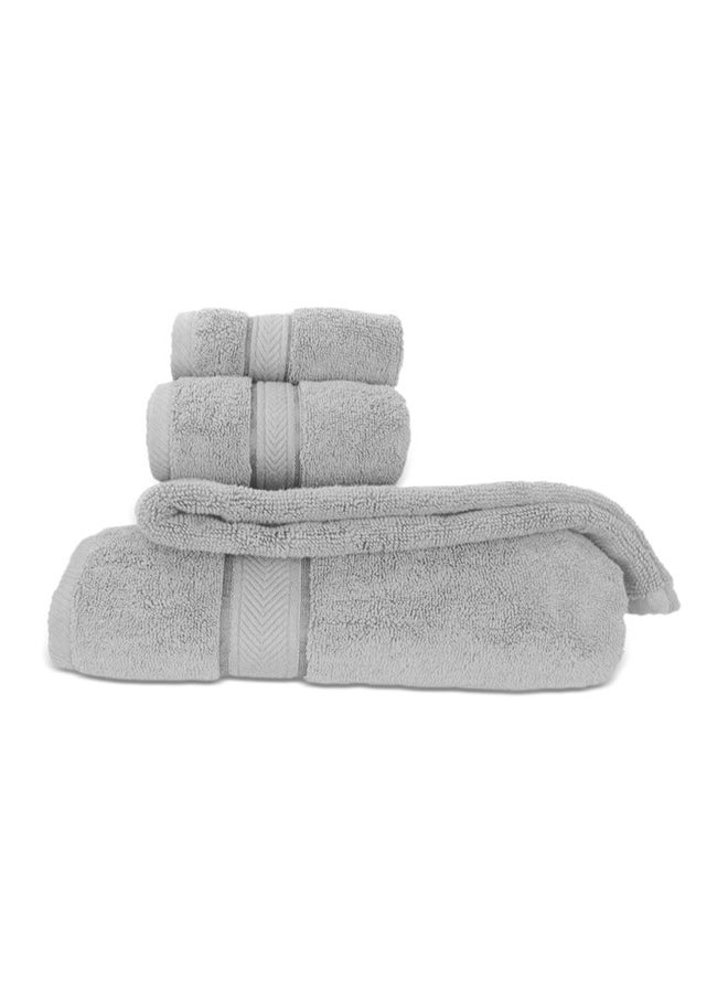 Hotel Linen Klub LUXURY PACK of 4 Bathroom Towel Sets - 100% Cotton 650 GSM Terry Dobby Border Ring Spun - Super Soft ,Quick Dry,Highly Absorbent ,Bathroom Towel Set with 900GSM Bath Mat, Silver