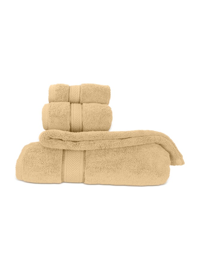 Hotel Linen Klub LUXURY PACK of 4 Bathroom Towel Sets - 100% Cotton 650 GSM Terry Dobby Border Ring Spun - Super Soft ,Quick Dry,Highly Absorbent ,Bathroom Towel Set with 900GSM Bath Mat, Beige