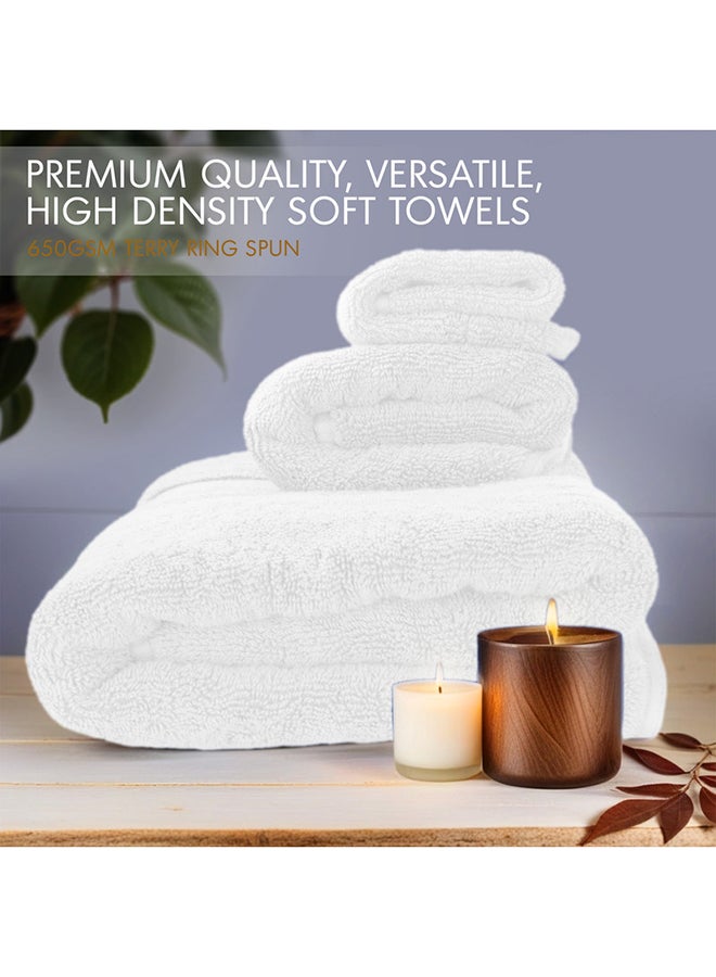 Hotel Linen Klub LUXURY PACK of 3  Antimicrobial  Bathroom Towel Set 100% Cotton 650 GSM Terry Dobby Border Ring Spun Super Soft Quick Dry Highly Absorbent-Bath Towel Hand Towel and Face Towel White