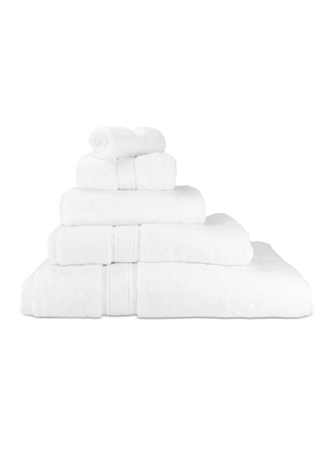 Hotel Linen Klub LUXURY 5PC Antimicrobial Bathroom Towel Set - 100% Cotton 650 GSM Terry Dobby Border Ring Spun - Super Soft,Quick Dry,Highly Absorbent,Bath Towel Set with 900GSM Bath Mat-White