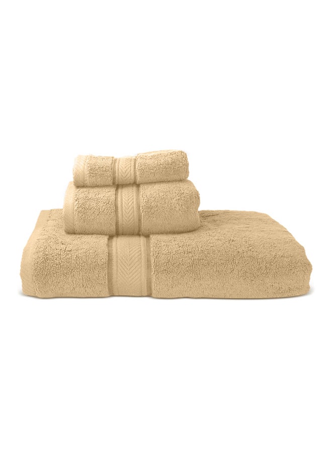 Hotel Linen Klub LUXURY PACK of 3  Bathroom Towel Sets -100% Cotton 650 GSM Terry Dobby Border Ring Spun -Super Soft ,Quick Dry,Highly Absorbent,Bath Towel,Hand Towel and Face Towel,Beige