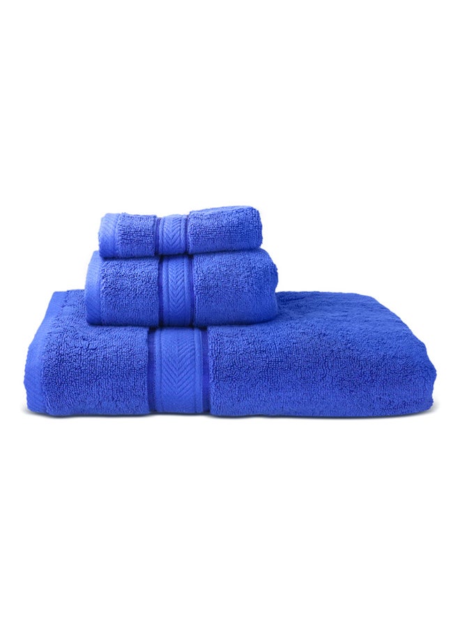 Hotel Linen Klub LUXURY PACK of 3  Bathroom Towel Sets -100% Cotton 650 GSM Terry Dobby Border Ring Spun -Super Soft ,Quick Dry,Highly Absorbent,Bath Towel,Hand Towel and Face Towel,Royal Blue