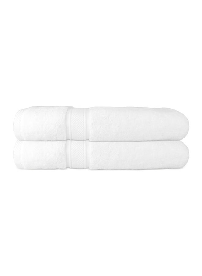 Hotel Linen Klub LUXURY PACK of 2  Antimicrobial  Bath Sheets - 100% Cotton 650 GSM Terry Dobby Border Ring Spun - Super Soft ,Quick Dry,Highly Absorbent  Size: 90x180cm, White