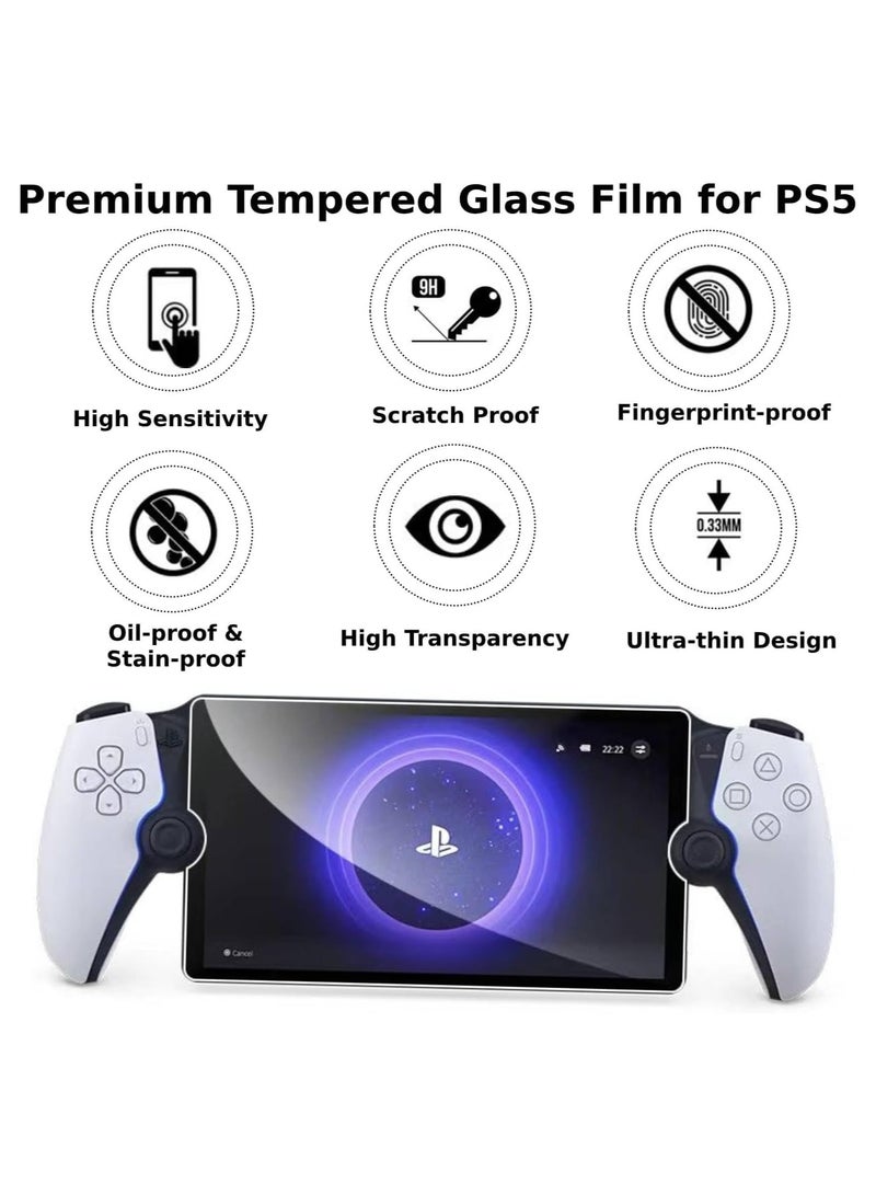 XICEN Upgraded Screen Protector for Playstation Portal - 2 Pack PS5 Portal Portable Tempered Glass Screen Protector Accessories (Real Machine Mold Making)(Military Grade Shatterproof)