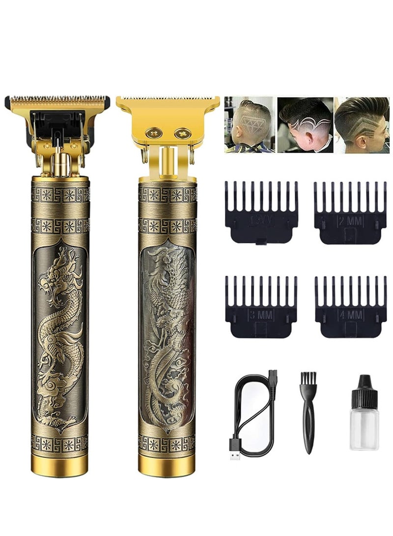 Pro T Clippers Trimmer, Electric Pro Li Trimmer T Blade Trimmer Cordless Rechargeable, Professional Baldheaded USB Rechargeable Trimmer Hair Clipper for Men, GOLD 08)