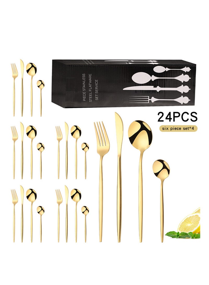 24-piece high-end stainless steel cutlery cutlery gift set with four main pieces knife fork and spoon