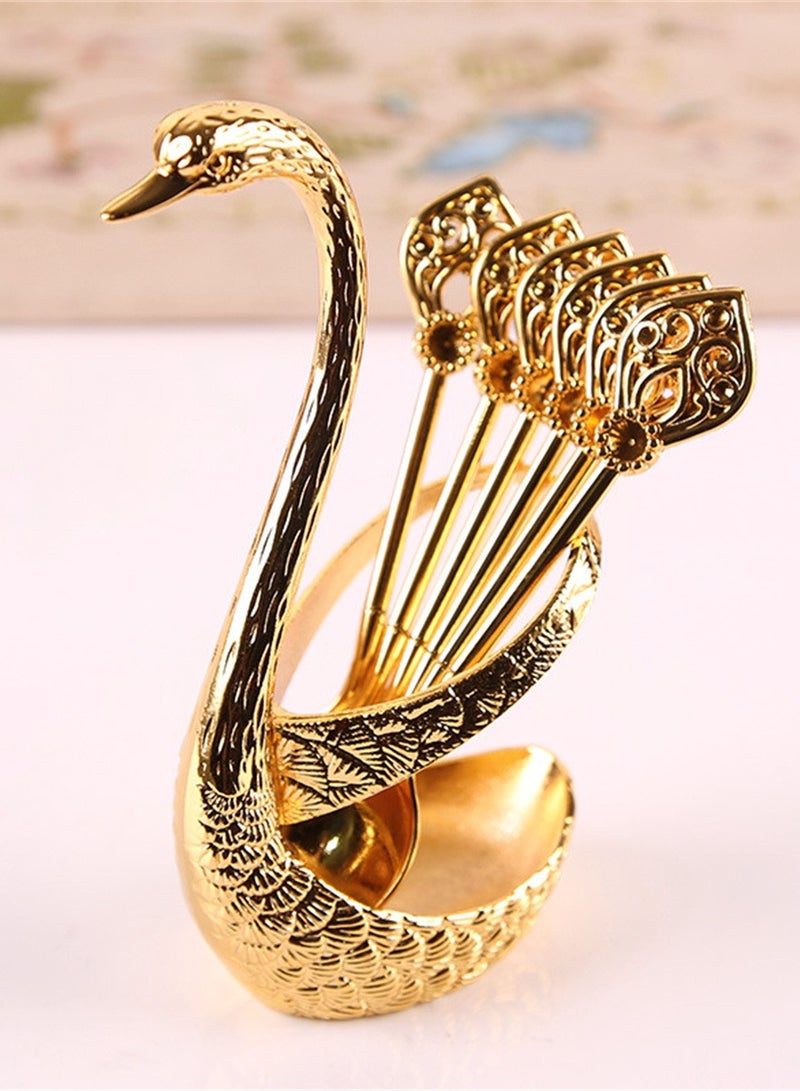 Swan Storage Kitchen Fashion Creative Metal Craft Tableware Silver Swan Spoon Set