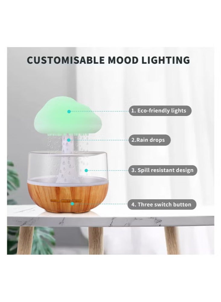 Raining Cloud Night Light Aromatherapy Essential Oil Diffuser Micro Humidifier Desk Fountain Bedside Sleeping Relaxing Mood Water Drop Sound