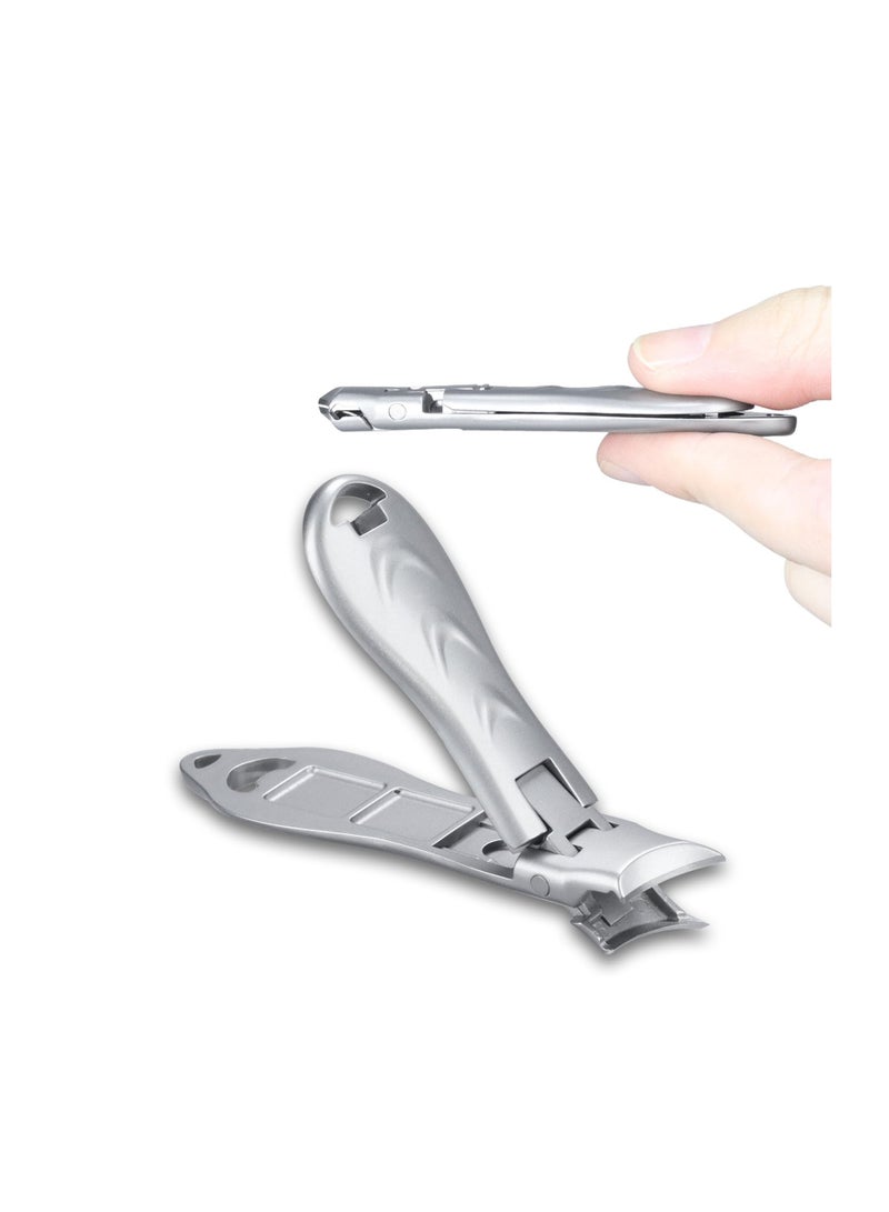 Ultra Thin Keychain Nail Clippers, Fingernail Clipper with Catcher Splash Proof, Sharp Foldable Stainless Steel Small Nail Cutter, Trim Fingernail Toenail Built-in Nail File for Men Women