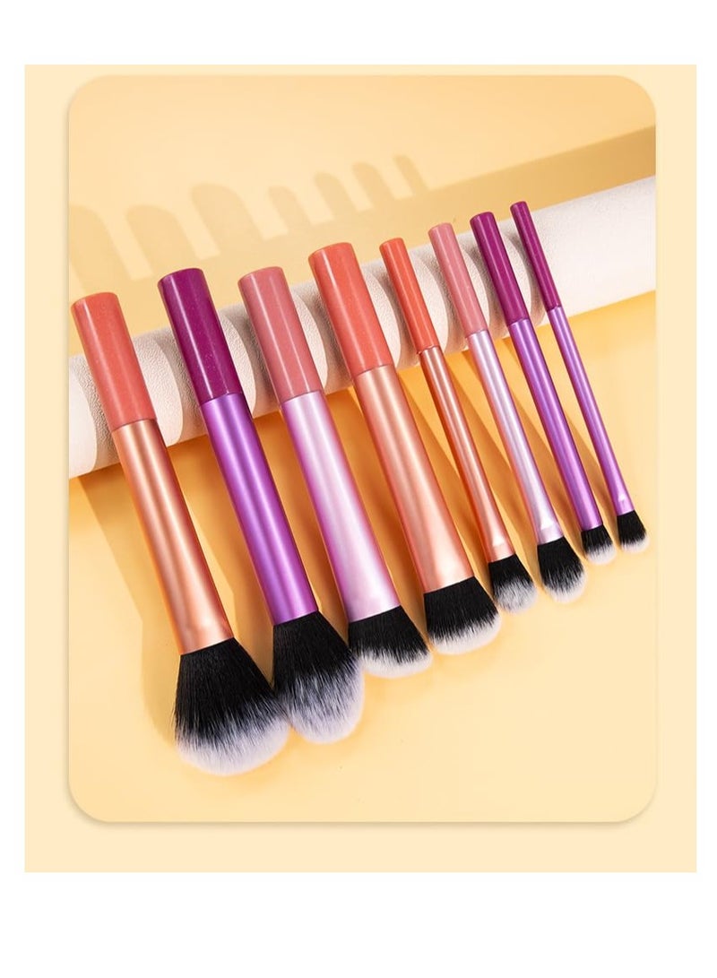 Makeup Brush Set, 8pcs Professional Full Complete Function Cosmetic Brushes Kit, Colorful Ultra Soft Face and Eye Brush Set, For Foundation, Blush, Eyeshadow and Powder