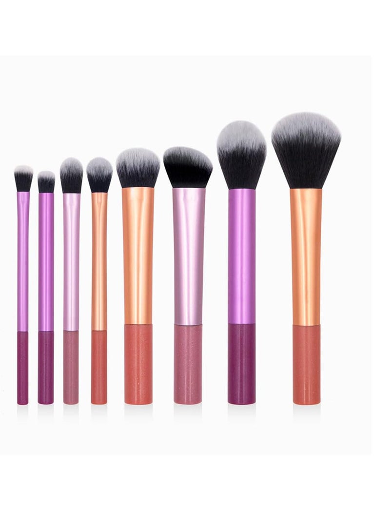 Makeup Brush Set, 8pcs Professional Full Complete Function Cosmetic Brushes Kit, Colorful Ultra Soft Face and Eye Brush Set, For Foundation, Blush, Eyeshadow and Powder
