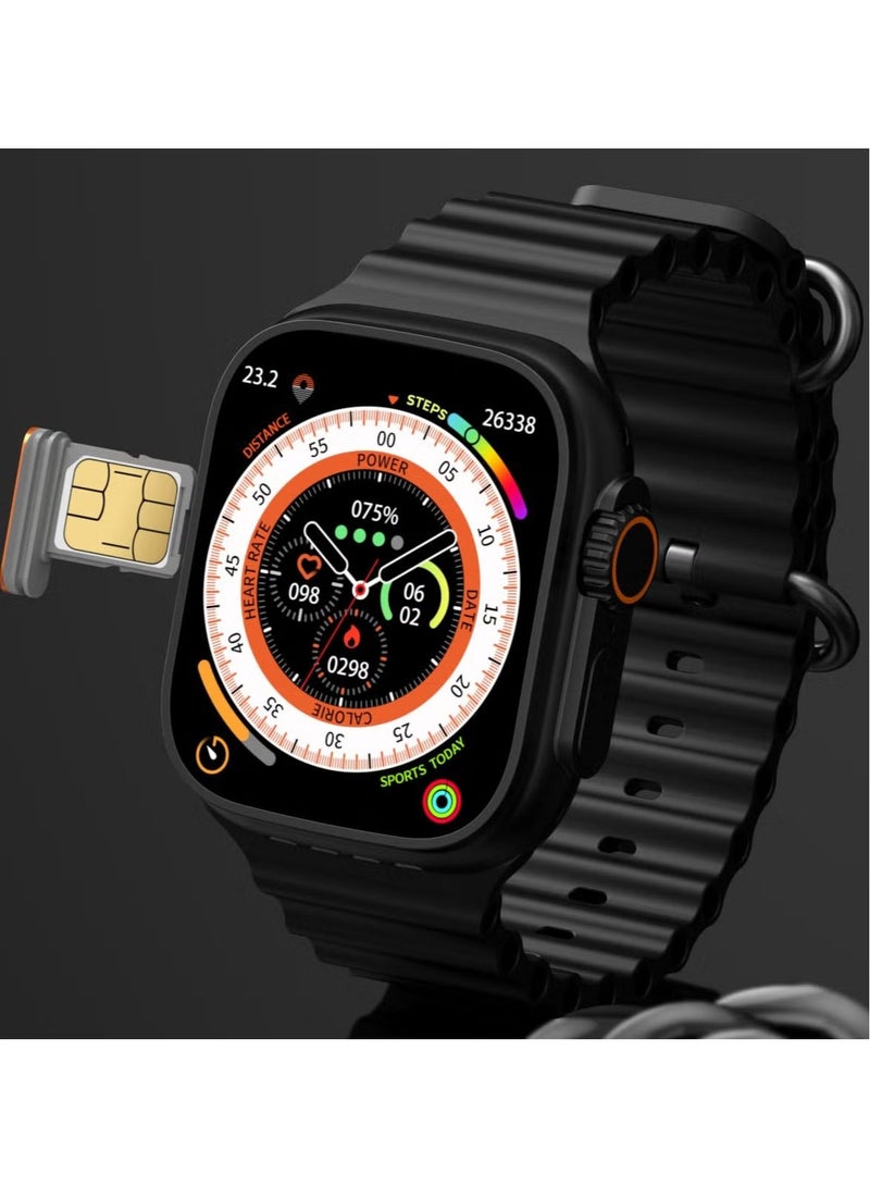 Oteeto TU94 5G Android Smart Watch With Sim Slot 2 Pair Straps and Support Multiple Applications Designed for Ladies and Gents Black